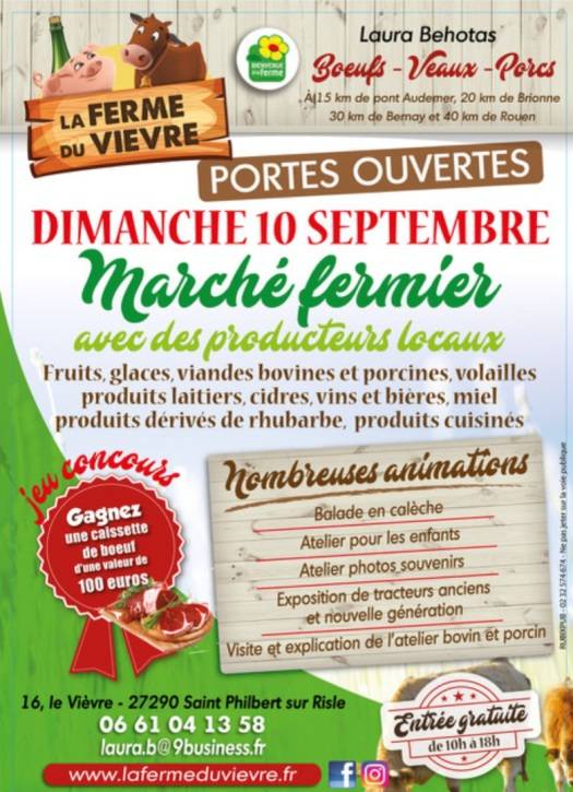 Marché fermier à la ferme du Vièvre le 10 Septembre 2023 avec les producteurs locaux à Saint-Philbert-sur-Risle  27290